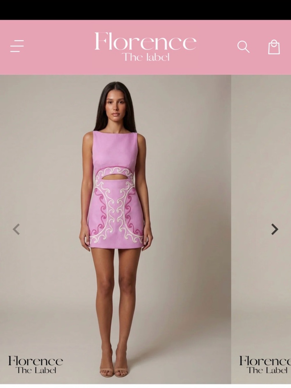 Pink Mini Dress with Cutout and Contrast Trim